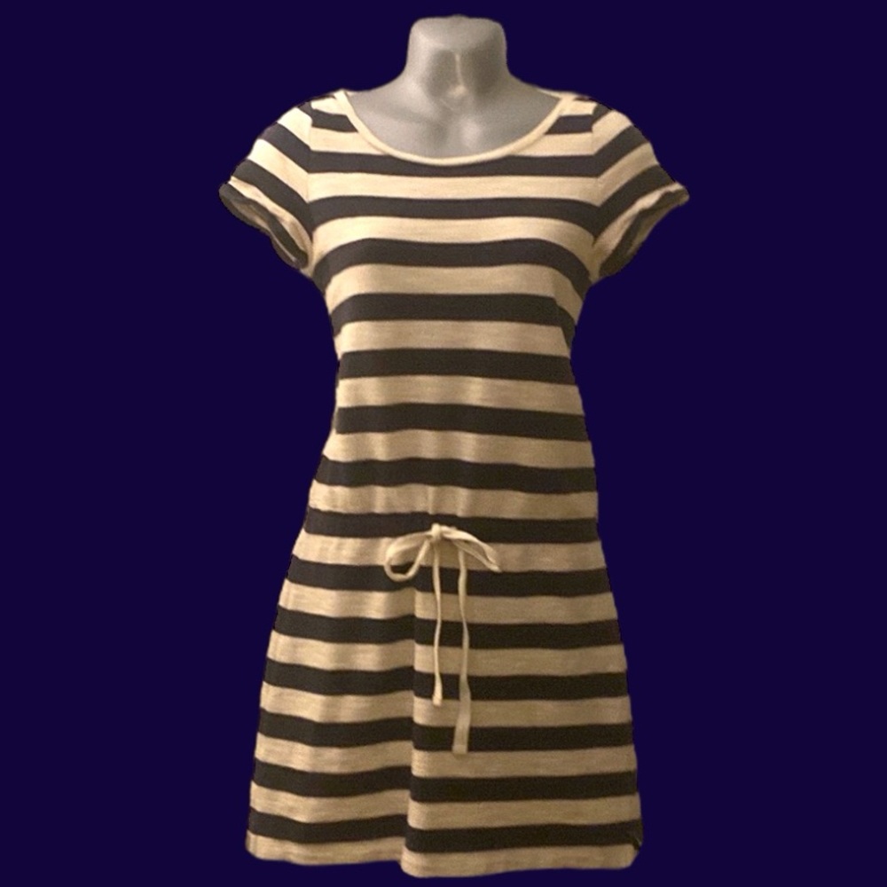 LOFT Nautical navy and white striped dress or beach cover up